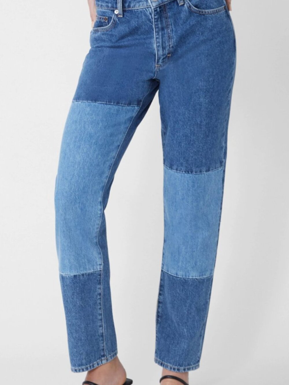 FRENCH CONNECTION High Rise Straight Fit Panel Jeans